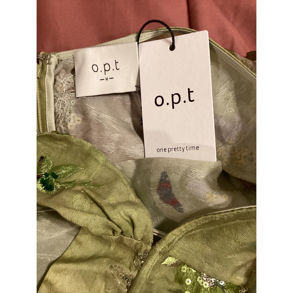 Few Moda O.P.T One Pretty Time Green Floral Sequin Embellished Maxi Dress M - Picture 9 of 11